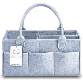 Stylish Gray Felt Diaper Caddy Organizer - Versatile & Portable Baby Basket - Perfect Baby Shower Bags for New Moms - Durable & Baby-Safe Material - Simplify Parenting Life