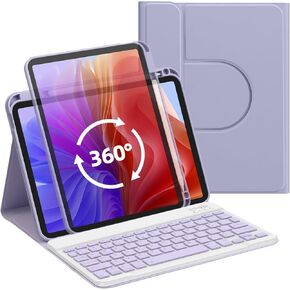 حافظة GOOJODOQ الجيل العاشر مع لوحة مفاتيح، iPad 10th Gen 10.9 بوصة 2022 حافظة دوارة ولوحة مفاتيح بلوتوث قابلة للفصل مع حامل أقلام لإصدار 10.9 بوصة 2022 A2696 A2757 A2777-Purple in Kuwait