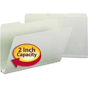 Smead Pressboard File Folder, 1/3-Cut Tab, 2" Expansion, Legal Size, Gray/Green, 25 per Box (18234)