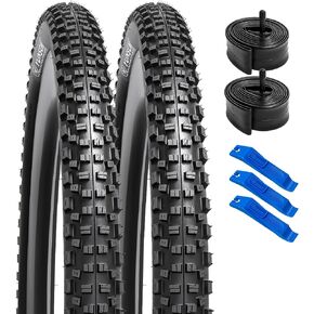YUNSCM 26" Bike Tires 26x2.25/57-559 120TPI and 26" Bike Tubes Schrader Valve with 2 Rim Strips Compatible with 26x2.125 26 x 2.25 26 x 2.20 26 x 2.30 26 x 2.35 Mountain Bike Tires and Tubes(W-3124)