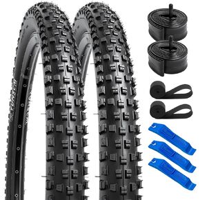 YUNSCM 29" Bike Tires 29x2.6/68-622 60TPI and 29" Bike Tubes Schrader Valve with 2 Rim Strips Compatible with Mountain/Off Road Bike 29 x 2.60 Bicycle Tires and Tubes (W-3103)
