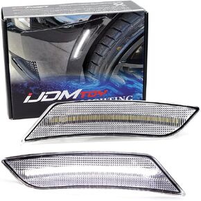 iJDMTOY عدسة مدخنة 27-SMD كهرمان مجموعة إضاءة LED كاملة للمصد الجانبي متوافقة مع 2013-2014 كاديلاك ATS، 2017-up كاديلاك XT5؛ متوافق مع 2019-up Chevy Blazer، استبدل العلامات الجانبية الكهرمانية