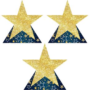 Beistle 3 Piece Assorted Sizes Cardboard Starry Night Star Stand-Ups, Prom Decorations, Awards Theme Photography Backdrops