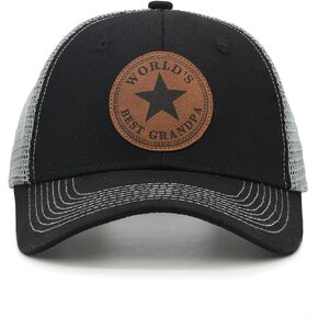 World's Best Grandpa Trucker Hat, Adjustable Grandfather Mesh Snapback Baseball Cap for Men Black