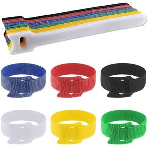 30 Pack Cable Ties Reusable Cord Ties Hook Loop Cable Organizer Cable Management Straps Wire Ties for Office Home Data Centers Multi-Purpose Adjustable Fastening Cable Ties (Assorted Colors)
