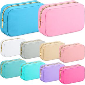 Sweetude Kacctyen 10 Pieces Nylon Makeup Bag Cosmetic Bags for Women Reusable Makeup Organizer Bag Makeup Travel Bag Big Capacity Toiletry Travel Makeup Organizer with Zipper(Colorful)