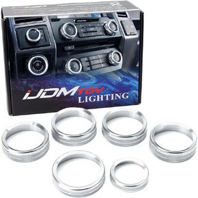 iJDMTOY 6pc Sports Blue Aluminum Air Conditioner Stereo Volume/Tune Trailer/4WD Switch Turner Ring Covers Compatible with 2016-2020 Ford F-150