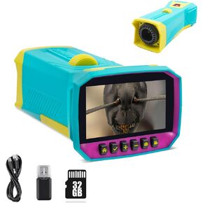Digital Microscope & Camera for Kids, 3 inch IPS Screen, 800X Magnification, with 8 LED Lights,Lightweight & Portable, 32GB Inlcuded, Handheld