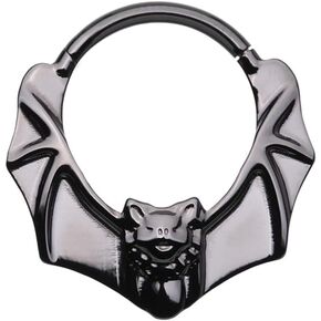 Pierced Owl 16GA 316L Stainless Steel Bat Center Hinged Segment Ring