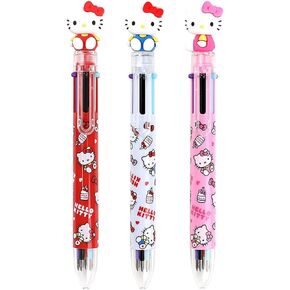 LENITH 0.7mm 6-Color Multicolor Ballpoint Pen w/Cat Face Figure 1PC (Red)