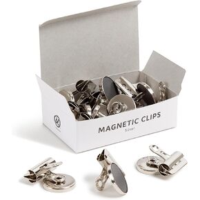 U Brands Strong Refrigerator Magnet Clips, Silver, Office Organization Supplies, White Board Accessories, 12 Count