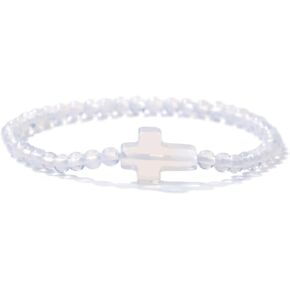 SANDOO Holy Water Inspired Bracelet - Christian Bracelets for Women,Cross Bracelet for Girls,Catholic Prayer Blessing Bracelet,Healing Natural Stone Protection Religious Spiritual Jewelry,Easter Gift