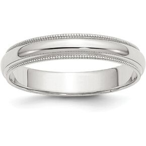 Solid 925 Sterling Silver 4mm Milgrain Plain Classic Traditional Wedding Band Ring (4mm)