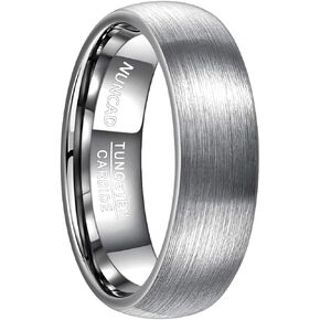 NUNCAD 7mm Tungsten Rings for Men Women Domed/Doule Beveled Edges Wedding Band Mens Ring Brushed Finish Comfort Fit Size 6-14