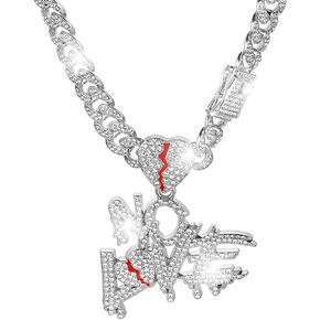 Miami Mens Cuban Link Chain Plated Bling Cuban Necklace Diamond No Love Chain for Men，Men's Fashion Jewelry，Hip-hop Cuban Chain