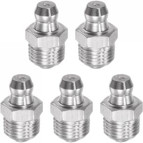uxcell 201 Stainless Steel Straight Grease Fitting M6 x 1mm Thread Hydraulic Grease Fitting Accessories, 5Pcs