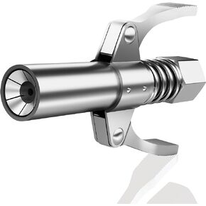 Grease Gun Coupler Grease Gun Tips Grease Fittings, Double Handles, Quick Lock Release, High Pressure 10,000 PSI, 6 Thickened Jaws Grease Coupler, Compatible with All 1/8" NPT Grease Guns