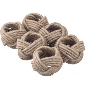 Nautical Coastal Jute Burlap Napkin Rings Set of 6, Beach Napkin Holders, Napkin Rings Bulk for Party Decoration, Dining Table, Family Gatherings - A Great Tabletop Décor (Blue)