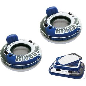 Intex Inflatable Mega Chill II 72 Can Cooler Float and Inflatable Tube with Connect and Float System for Pool Rafts and Inflatable Ride Ons, Blue