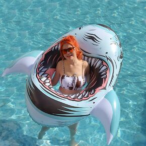 Inflatable Shark Float for Pool,Ride on Pool Party Lounge Toys for Kids Adults,Giant Inflatable Swimming Ring Swimming Pool Float Summer Water Fun Shark Floaties