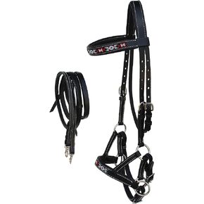 Horse Western Leather Tack Beaded Bitless Sidepull Bridle Reins 77RT17