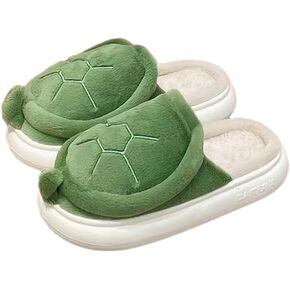 Home Indoor and Outdoor Women's Cartoon Turtle Slippers Animal Spring, Autumn, and Winter Warm Cute Soft Plush Cotton Slippers