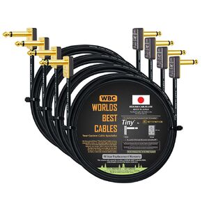 WORLDS BEST CABLES 4 Units - 2 Foot - Pedal, Effects, Patch, Instrument Cable Custom Made Using Mogami 2319 Wire & Eminence Tiny Gold-Plated Angled TS Connectors