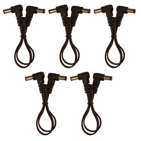 (5) 1ft Right Angle 2.1mm x 5.5mm 10mm Barrel Flat Flexible Guitar Pedal DC Power Cables