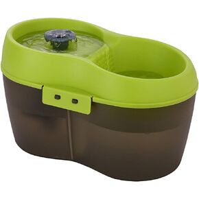 Filtered Cat Water Fountain 67 fl. oz/2.1 Quart with Filter & Dental Care Tablet, Lime Green/Translucent Black