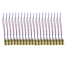 20PCS DC 5V 650nm 5mW 20 mA Red Dot Diode Copper semiconductor laser tube with Leads Head Point Shape Outer Diameter 6mm