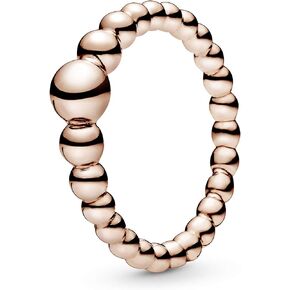 Pandora String of Beads Ring - Rose Gold Ring for Women - Layering or Stackable Ring - Gift for Her - 14k Rose Gold-Plated Rose - Size 9, With Gift Box