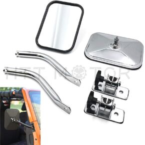 HTTMT MT371-032-M Pair Quick Release View Mirror Rectangular Black Compatible with Jeep Wrangler TJ JK 97-17