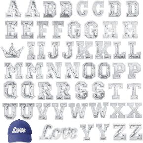 54 Pcs Sequin Letter Iron on Patches A-Z Alphabet Appliques Patches Glitter Sew Hotfix Letter Patches for Hats Bag Shirts Shoes DIY Supplies(Gold)