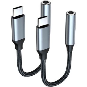 USB-C to 3.5 mm Headphone Jack Adapter, 2-Pack USB C to Aux Audio Dongle Cable Cord for iPhone 15/15 Pro Max/15 Pro/15 Plus,Samsung Galaxy S23 S23+ S22 S21 S20 Ultra,Note 20,Pixel,iPad Pro, MacBook