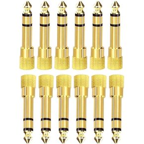 12pcs 6.35mm (1/4 inch) Male to 3.5mm (1/8 inch) Female 3-Conductor TRS AUX Stereo Audio Headphone Jack Adapter - 24K Gold Plated