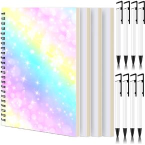 12 Pcs Sublimation Journal Set Including 4 Pcs A5 120 Pages Sublimation Notebooks 8 Pcs Sublimation Pens DIY Blank Notebooks Heat Transfer Pen Sublimation Supplies Teacher Christmas Gifts