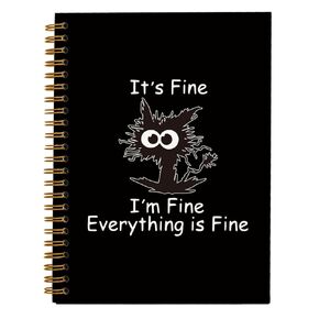 hold fizz Funny Cat Notebook Journal, Its Fine I'm Fine Everythings Fine, Cat Office Supplies, Cat Gifts for Cat Lovers Women, Cat Stationary, Spiral Notebook 5.5 x 8.3