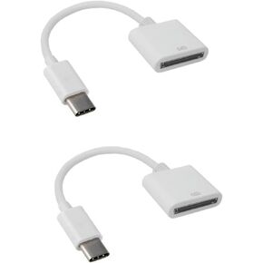 2Pcs White for Apple 30pin Female to USB 3.1 Type-C USB-C Sync Data Charging Adapter Cable Cell Phone OTG Adapters USB Cables Accessories，Cables and Interconnects