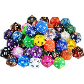 SmartDealsPro 50-Pack 20 Sided Dice D20 Polyhedral Dice with Pouch for DND RPG MTG Table Game