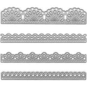 Metal 4 Lace Banner Flower Edge Cutting Dies, Gymp Lace Die Cuts for Card Making Stencil Embossing Tool Scrapbooking DIY Etched Craft Dies
