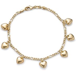 Bling Jewelry Multi Nautical Dolpin Heart Dangle Ball Charms Anklet Anchor Link Figaro Chain Ankle Bracelet For Women Teens 18K Gold Plated Brass Adjustable 9-10 Inch