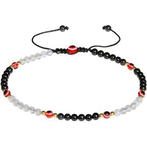 Agate with Evil Eye Anklet Handmade Healing Crystals Beaded Ankle Bracelets for Women Amulet Summer Beach Foot Anklet Jewelry Protection