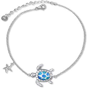 WINNICACA S925 Sterling Silver Sea Turtle/Dolphin Anklets for Women Animal Ankle Bracelets for Teens Girls Sea Turtle Jewelry Christmas Gifts Ocean Gifts