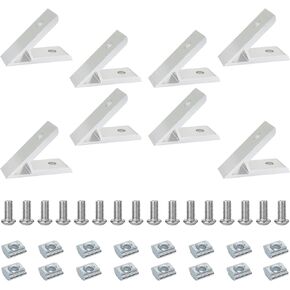 8Pcs 45 Angle Degree 1010 Aluminum Extrusion Profile Bracket 10 Series Extrusion Connectors with 16Pcs 10 Extruded Aluminum M6 T Slide Nuts Bolts 45° Brackets