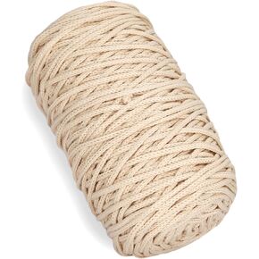 2 PCS 400g Khaki 100% Cotton Yarn Hollow Knitted Crochet Yarn,328 Yards Fabric Yarn Round Rope Yarn for DIY Handbag Purse Basket Cushion Crochet Bag