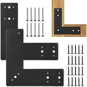 2Pcs L Shape Flat Bracket, 10" X 10" Heavy Duty Mending Plate, Corner Bracket, L Right Angle Brackets, Repair Joining Fixing Brace with 2 Sets of Screws