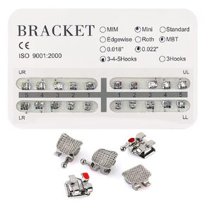 20PCS Teeth Model Braces, Typodont Brackets, 0.018 Slots 3-4-5 with Hooks 20pcs/Pack, (MBT, Mini) 1PK