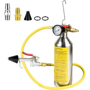 AC Flush Kit for House Car Auto AC Condenser Flushing Kit Automotive Home A/C Cleaning Kit HVAC AC Drain Line Flush Kit Pipe Cleaning Bottle for Auto R12 R22 R134A R404 R410A with 220PSI Gauge