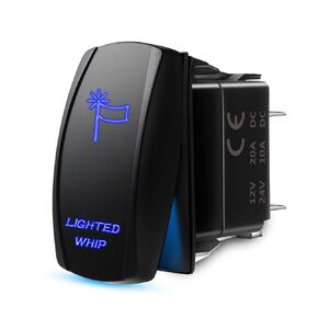MICTUNING MIC-LSW1 5Pin Laser Lighted Whip Rocker Switch On-Off LED Light 20A 12V, Blue