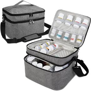 Medicine Storage Bag, Pill Bottle Organizer Bag with Shoulder Strap, Travel Medicine Organizer Box for Prescription Bottles, Medical Supplies (Bag Only) (Black)